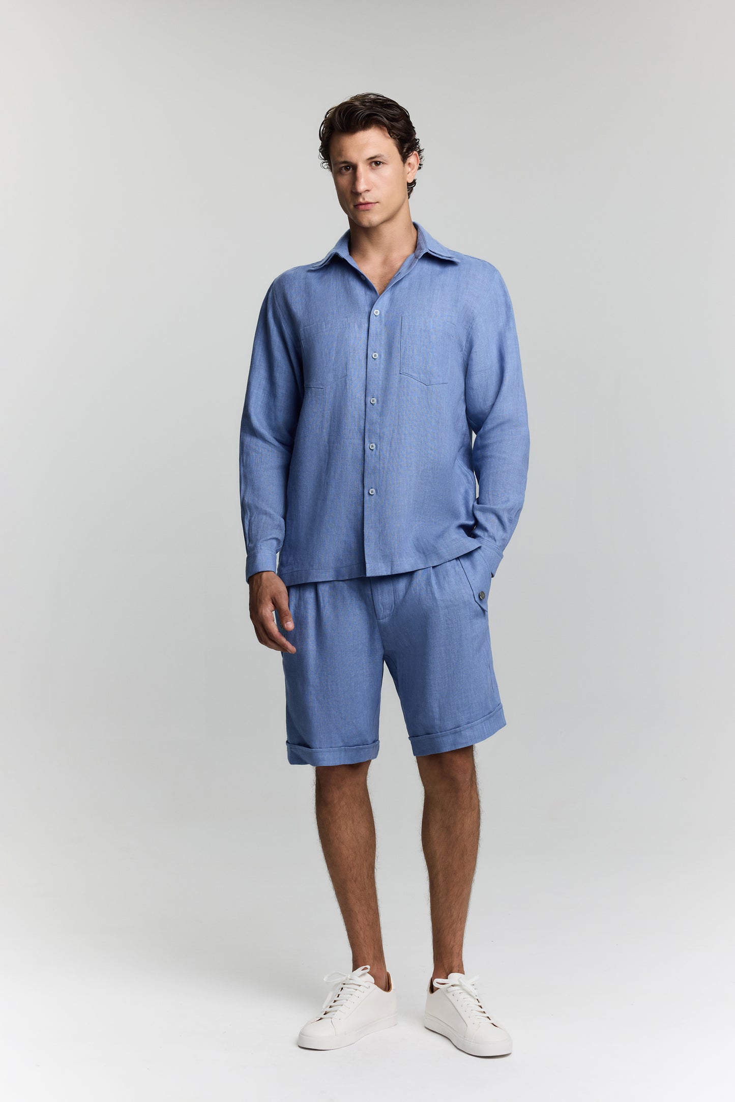 LUCIA MEN BLUE LINEN SHORT