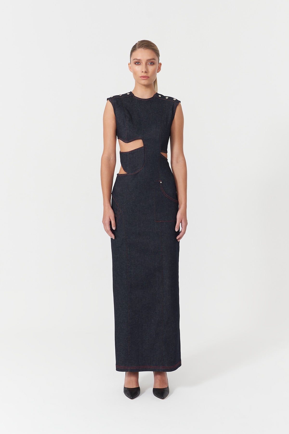 Harvey Deep Blue Asymmetric Cut Out Dress