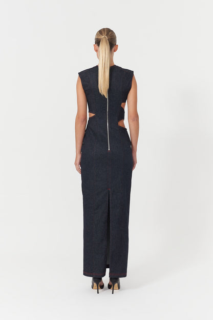 Harvey Deep Blue Asymmetric Cut Out Dress