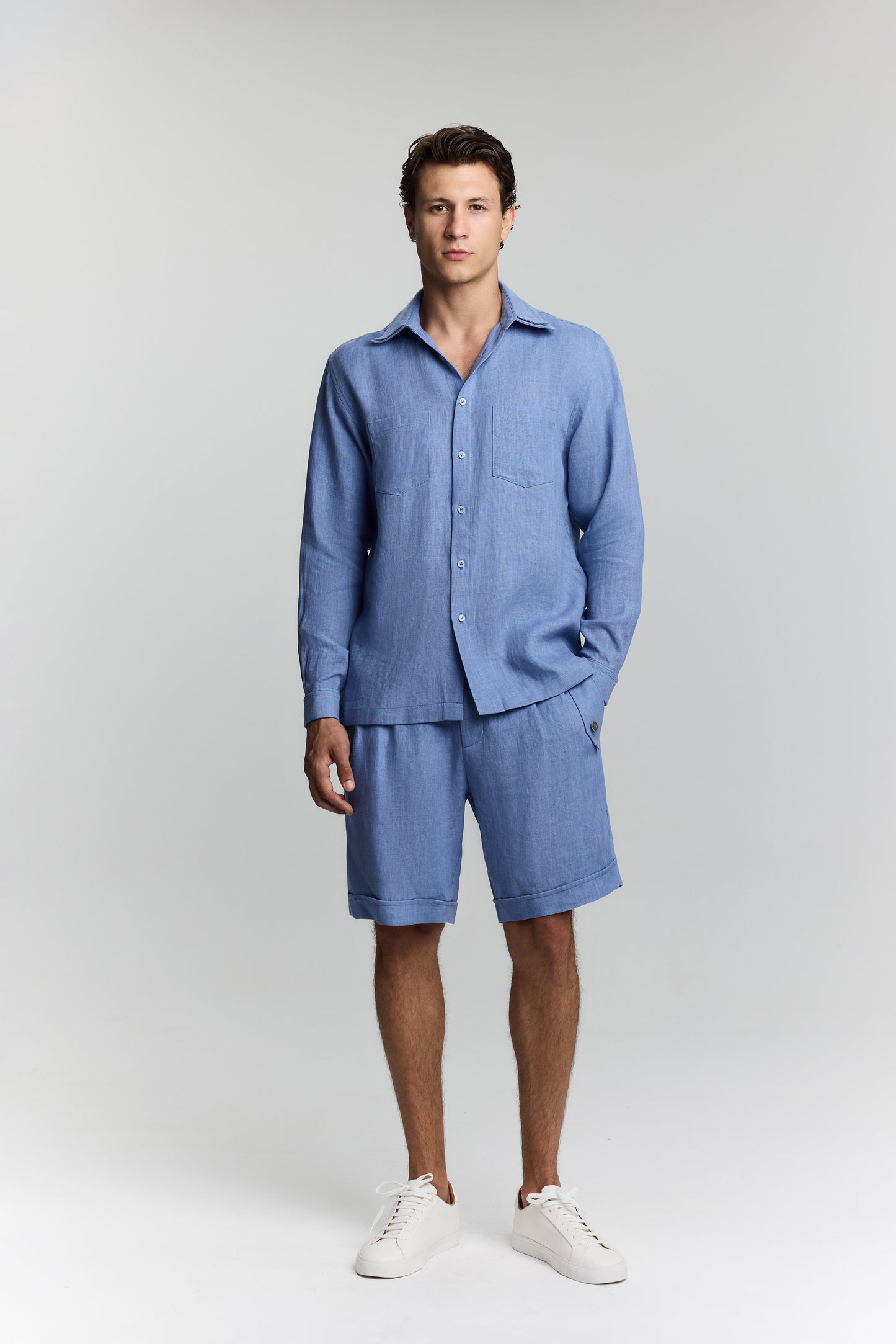 LUCIA MEN BLUE LINEN SHIRT