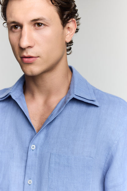 LUCIA MEN BLUE LINEN SHIRT